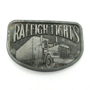 Vintage Raleigh Lights 3.25" Belt Buckle Big Rig Semi Truck Trucker Apparel